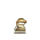 Gold/Silver: EXE RT1 metallic multi-strap sport sandal in gold and silver with chunky white platform sole, side view