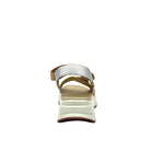 Gold/Silver: EXE RT1 metallic multi-strap sport sandal in gold and silver with chunky white platform sole, side view