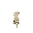 Ice: EXE Sara-210 chain-link heel pointed pump in ice with gold sculptural chain-link heel, side view
