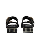 EXE Summer 871 black embellished slide sandals for women with double strap and jewel block heel