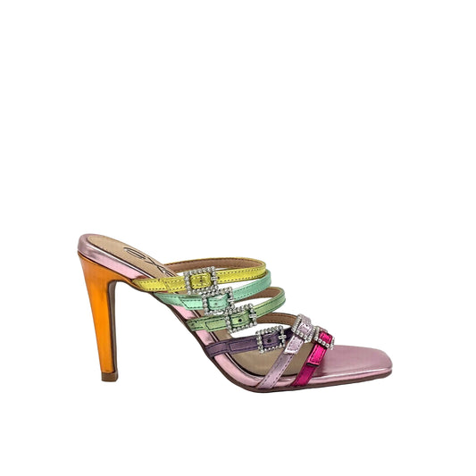 EXE Victoria-343 Multi-Strap Crystal Buckle Heel Sandal