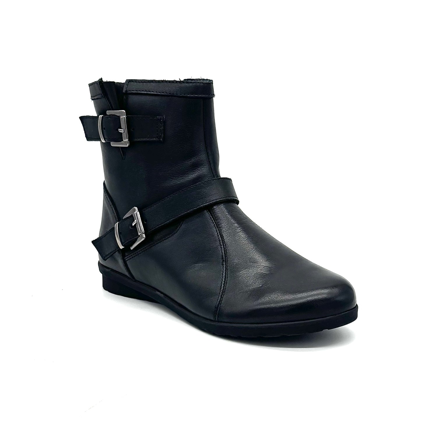 Bonavi 017-02105 Black Leather Buckle Boot
