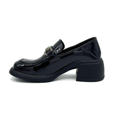 BONAVI 25-TZE7-3 Patent Leather Block Heel Loafer