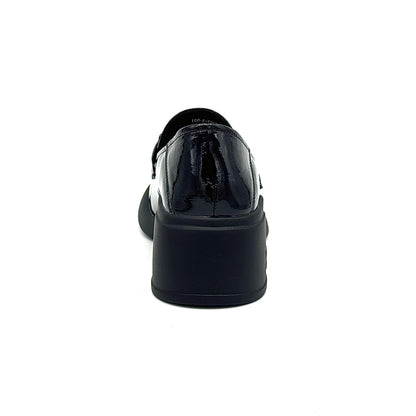 BONAVI 25-TZE7-3 Patent Leather Block Heel Loafer