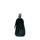 Emerald patent leather Karya Mila top handle satchel with embossed texture and gold hardware