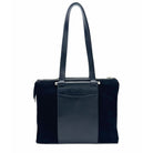 Black suede and leather Karya Tatiana shoulder tote with contrast panel detail