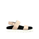 MAGO 175-7010 genuine leather sport sandal in beige with adjustable strap and lug sole, side view