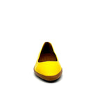 MAGO 602-1310 genuine leather pointed-toe ballet flat in yellow with contrast trim, front view