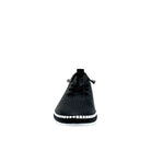 Black: Mastic Soul 26127 perforated leather lace-up sneaker in black with hand-stitched midsole detail, side view