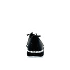 Black: Mastic Soul 26127 perforated leather lace-up sneaker in black with hand-stitched midsole detail, side view