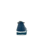 Navy: Mastic Soul 26127 perforated leather lace-up sneaker in navy with hand-stitched midsole detail, side view