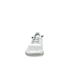 White: Mastic Soul 26127 perforated leather lace-up sneaker in white with hand-stitched midsole detail, side view