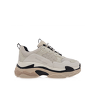 Renato Garini 007-03AAV beige chunky sneaker with layered mesh-textured panels, black accents and sculpted sole, side profile
