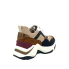 Black/Bronze: Renato Garini 106-21 EX117 chunky fashion sneaker in Black & Bronze with sculptural wave sole, side view