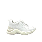 White: Renato Garini 106-21 EX117 chunky fashion sneaker in White with sculptural wave sole, side view