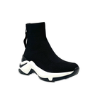 Renato Garini 106-62RG-88 black knit platform sneaker boot with white sole, three-quarter view