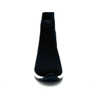 Front view of Renato Garini 34-210 black ankle boot in the Red Zipper option, showing rounded toe and tonal RG logo tab