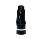 Rear view of Renato Garini 34-210B black wedge sneaker boot showing back zipper and pull tab