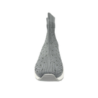 Front view of Renato Garini 34-210B silver knit wedge sneaker boot with sparkling crystal accents
