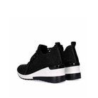 Rear angled view of Renato Garini 34-31EX13 black embellished sneakers showing wedge soles and glossy heel accents