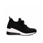 Renato Garini 34-31EX13 black stone-embellished lace-up wedge sneaker with contrasting white sole, side profile