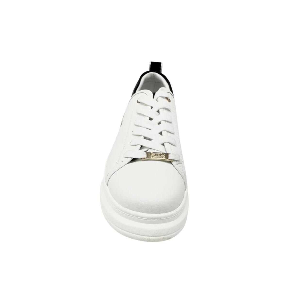 RENATO GARINI 66-22WEX106 platform sneaker in Black/White, front view showing the laces and rounded toe