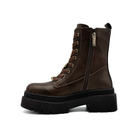 Renato Garini 671-62RG12 brown platform combat boot, inside profile showing the side zipper and lug sole.