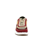 Front view of Renato Garini Alexis burgundy knit platform sneaker showing laces, rounded toe and contrast whipstitch trim