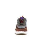 Front view of Renato Garini Alexis purple multi knit platform sneaker showing laces, rounded toe and contrast whipstitch trim