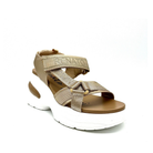 RENATO GARINI DMD-230826-2 platform sandal in Champagne/Bronze, three-quarter view showing adjustable straps and an open toe