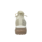 Rear view of Renato Garini EX14 beige platform sneaker showing rhinestone heel detail, pull tab and sculpted sole