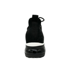 Rear view of Renato Garini EX14 black platform sneaker showing rhinestone heel detail, pull tab and sculpted sole