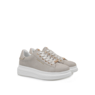 Pair of Renato Garini EX166 beige platform sneakers at a three-quarter angle, showing tonal laces and rounded toes