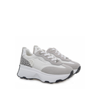 RENATO GARINI EX34 gray wedge sneakers, three-quarter view of the pair showing layered panels, laces and platform soles