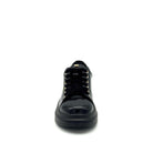 Renato Garini EX58 croc-embossed platform sneaker in black with velvet laces and chunky black platform sole