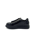 Renato Garini EX58 croc-embossed platform sneaker in black with velvet laces and chunky black platform sole