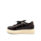 Renato Garini EX58 croc-embossed platform sneaker in brown with lace-up closure and contrast cream platform sole