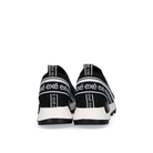 Rear view of Renato Garini EX9210A Black Silver slip-on sneakers showing lettered heel bands, pull tabs and white soles