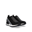 Pair of Renato Garini EX9210A Black Silver slip-on sneakers at a three-quarter angle, showing sparkling uppers and rounded toes