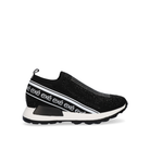Renato Garini EX9210A Black Silver embellished slip-on sneaker with white lettering and contrasting sculpted sole, side profile