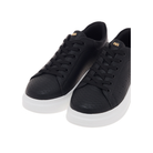 Renato Garini RG2101 lace-up platform sneaker in black with snake-textured panels, with a thick white sole, pair viewed from the front at an angle