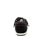 Dark Brown: Renato Garini Roma-611 retro runner sneaker in dark brown suede and leather with tassel lace charm and rope laces, side view