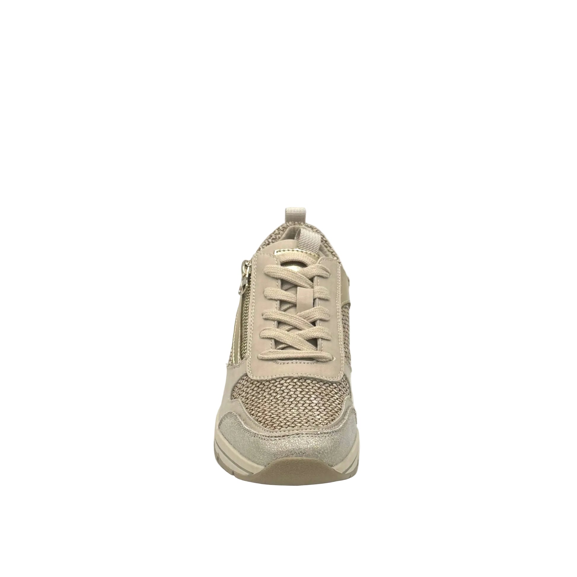 Renato Garini V1229 women’s woven comfort sneaker with side zip in gold