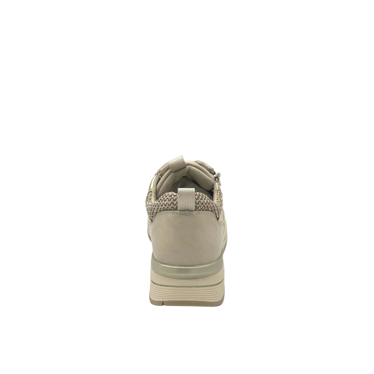 Renato Garini V1229 women’s woven comfort sneaker with side zip in gold