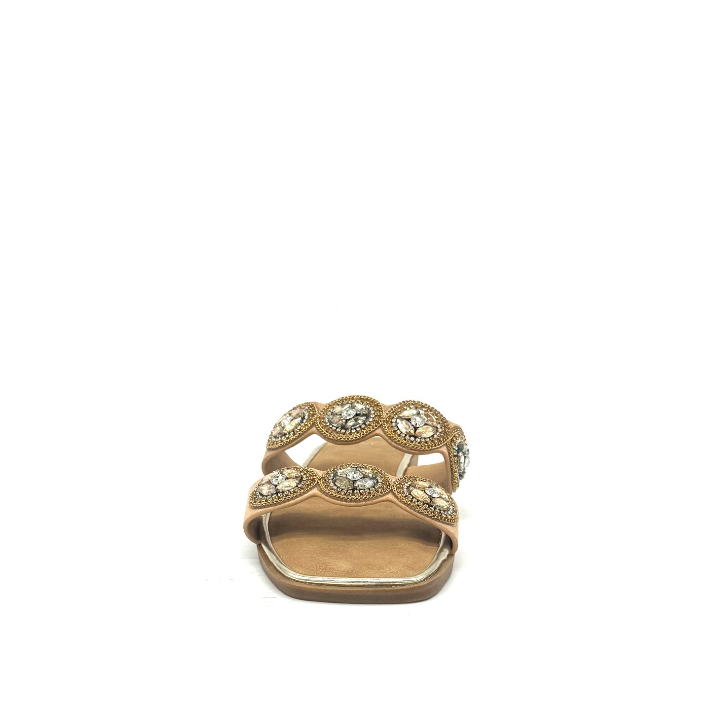 EXE A20 Double-Strap Jewel Medallion Slide Sandal