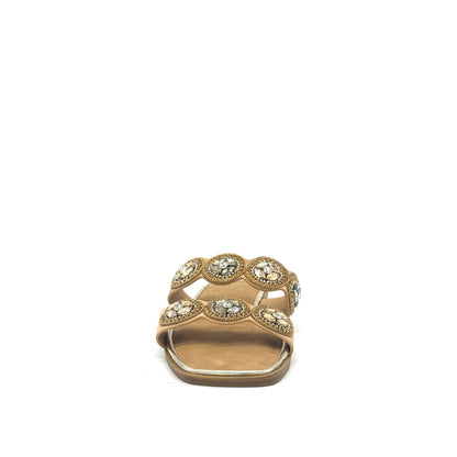 EXE A20 Double-Strap Jewel Medallion Slide Sandal