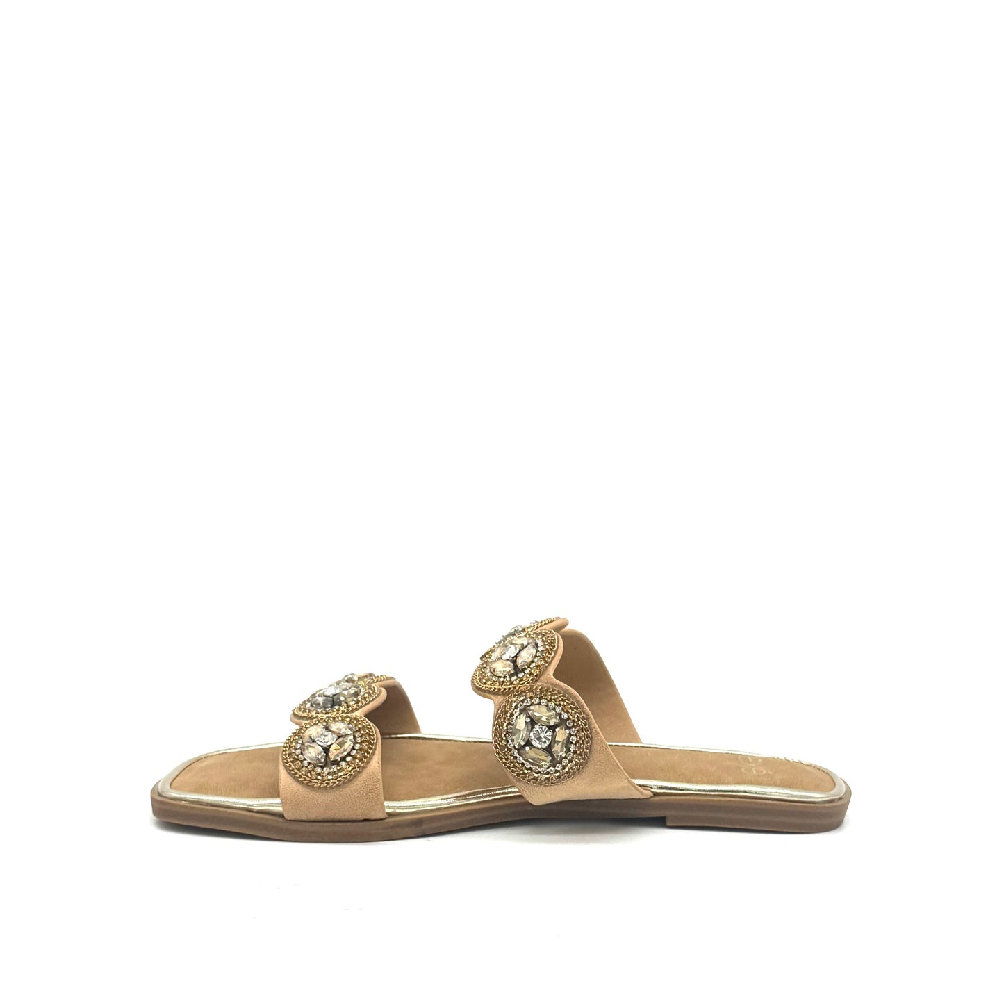 EXE A20 Double-Strap Jewel Medallion Slide Sandal