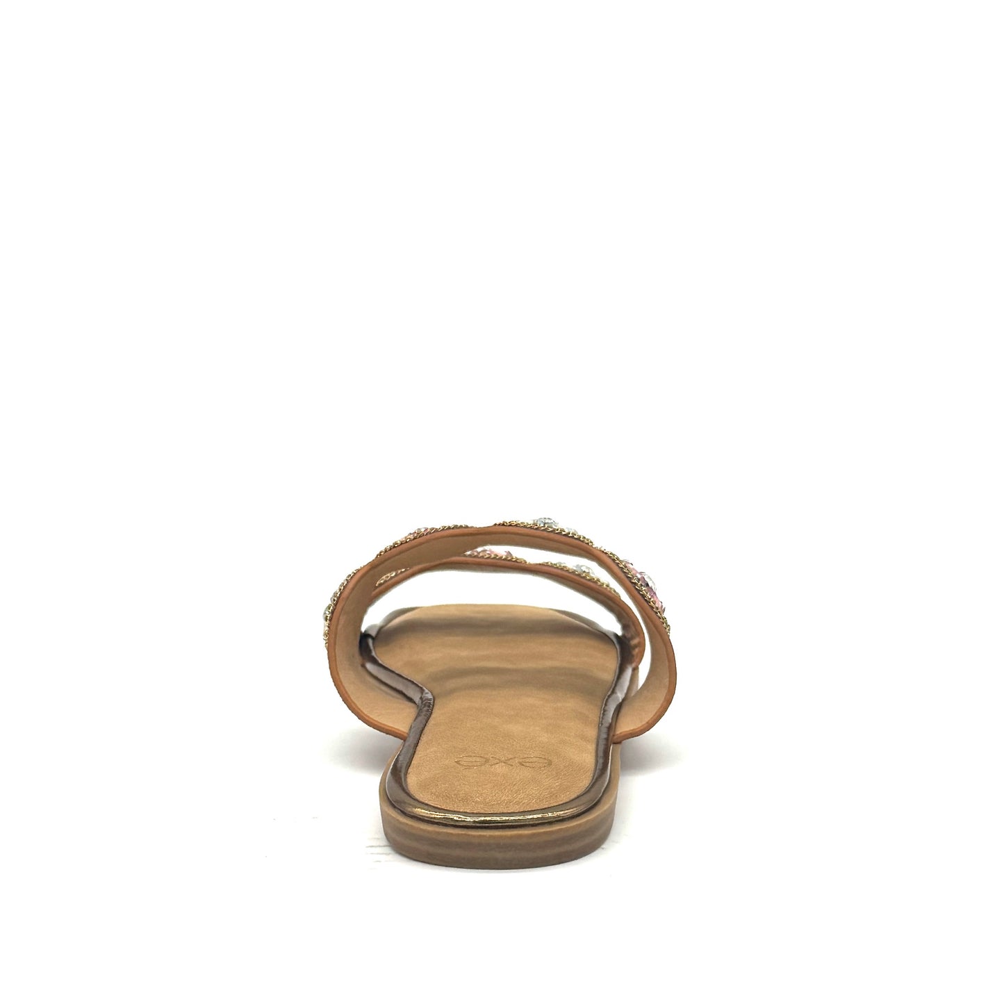 EXE A20 Double-Strap Jewel Medallion Slide Sandal