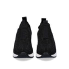 Renato Garini WEX22 black rhinestone slip-on wedge sneakers, front view showing rounded toes and front pull tabs